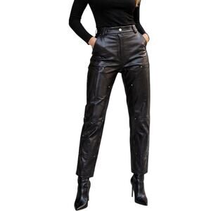 ATLEIN Black Faux Leather Straight Leg Pants, IT36/XS